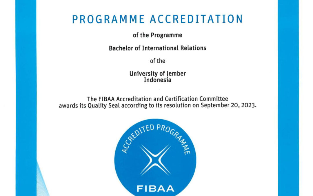 Akreditasi FIBAA Prodi Hubungan Internasional