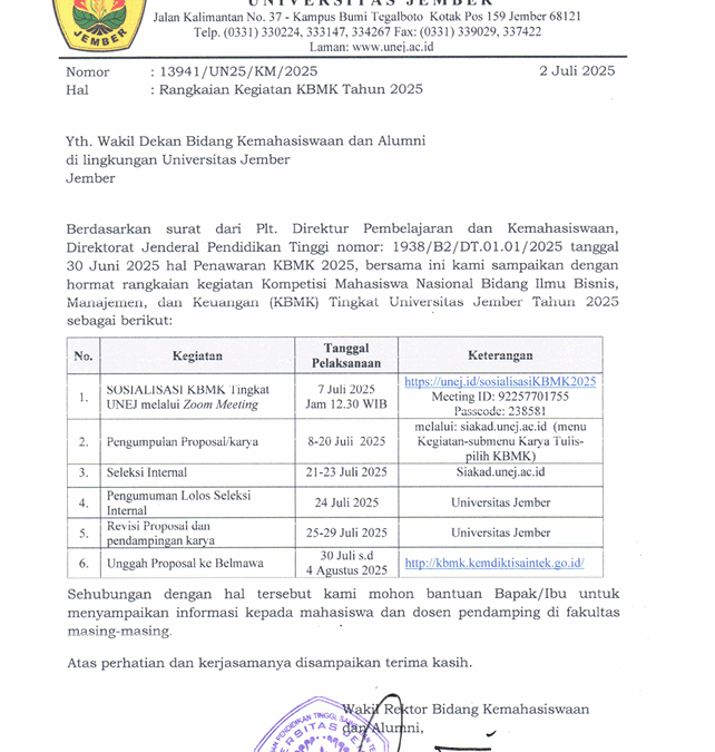 Mahasiswa UNEJ Siap Berlaga di KBMK 2025: Pembukaan Pendaftaran Dimulai!
